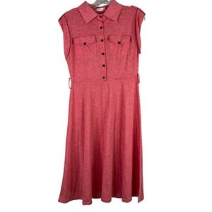 Dressfo Dress Women’s 6 Pink Button Down Polo Collar Sleeveless Casual Stretch